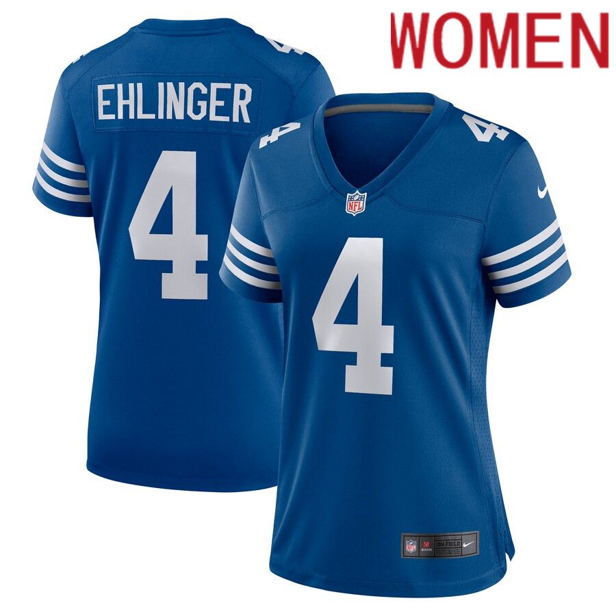 Women Indianapolis Colts 4 Sam Ehlinger Nike Blue Game Player NFL Jersey